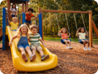 Kids playing on the playground in our campground.