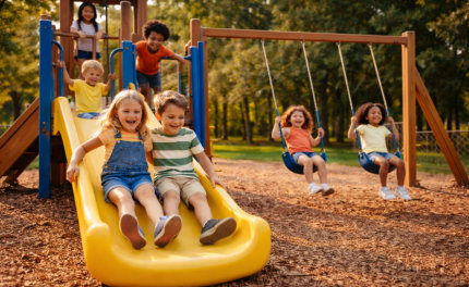 This is a picture of our playground here at Oak & Loon Campground